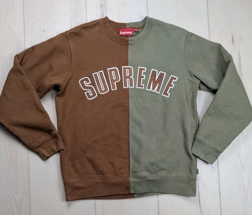 Sweat col rond Supreme 18AW couleur fendue homme petit streetwear décontracté