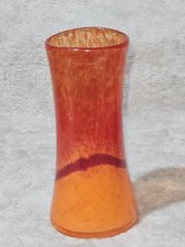 Vintage Murano Style Art Glass Vase Orange Red Hand Blown Speckled Very Pretty