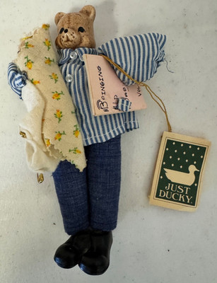1983 Just Ducky Bear & Baby Bear Daddy's Pride & Joy Figurine Father's Day