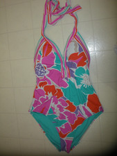 TRINA TURK Amalfi 1 Pc Halter Plunge Swimsuit Sz 12 NWT