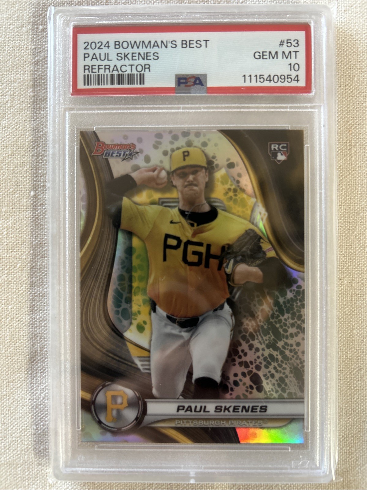 2024 Bowman's Best Paul Skenes #53 Refractor (RC) NL CY YOUNG AND ROY 🔥PSA 10
