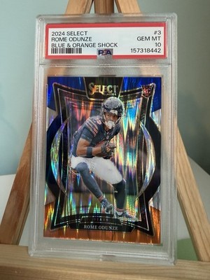 2024 Rome Odunze Select #3 Blue And Orange Shock/35 PSA 10