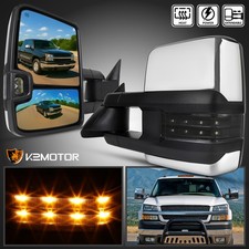 Fits 2003-2007 Chevy Silverado Sierra Chrome Power Heated Tow Mirrorssmoke Led Fits 2003-2007 Chevy Silverado Sierra Chrome Power Heated Tow Mirrorssmoke Led