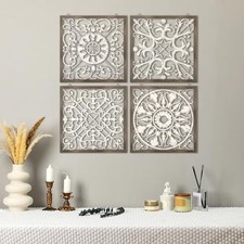 Tatuo 4Pcs Farmhouse Wood Wall Decor Panels, Modern Home Decor for Living Room