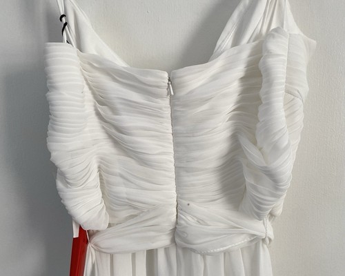 $198 Mac Duggal Ieena 70100 White Flowy Faux Wrap Sleeveless Jumpsuit M Medium - Picture 14 of 24
