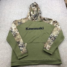 Kawasaki Hoodie Mens Large Green TrueTimber Camo Fleece Pullover