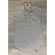 Express Womens Dress Geometric Print Button Down Shirt Dress White Black Size M