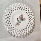 Challinor Taylor Milk Glass Lattice Edge Hand Painted Plate 10.75" from 1895