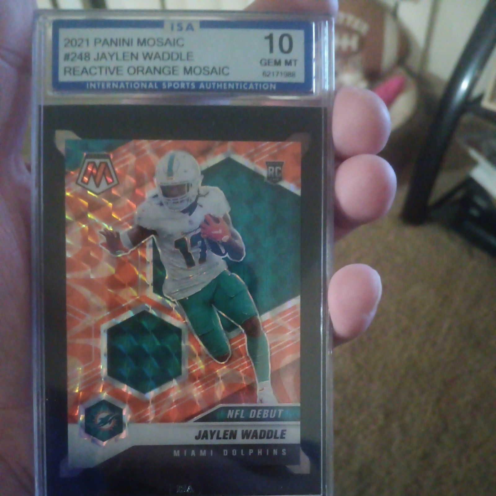 2021 Panini Mosaic Jaylen Waddle #248 Reactive Orange Rookie RC PSA 10 Gem Mint