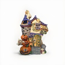 HALLOWEEN HAND PAINTED ILLUMINATED RESIN HAUNTED THEATER LIGHT UP