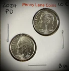 2024 Roosevelt Dime 10C P D Uncirculated 2 Coin Lot From OBW Rolls LOW MINTAGE🔥