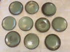 Vintage Set of 10 Frankoma 4E Plainsman Green Swirl 6”  Plates - each unique!