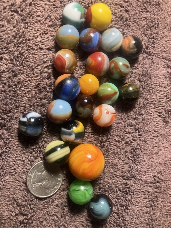 Vintage Machine Made Marble Lot Of 22 HTF Marbles Various Makers And Conditions