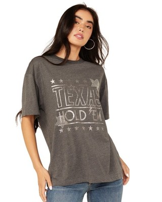 Youth In Revolt Women's Women'S Texas Hold Em Rhinestone Short Sleeve Black