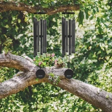 2-PC Gift Set 43" Long Black Traditional Tuned Wind Chime  Ornament Garden Decor
