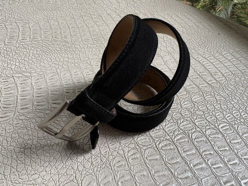 Vintage Bruno Magli Gürtel Herren 36-37 schwarz Wildleder Leder Italy signiert silberne Schnalle - Bild 20 von 20