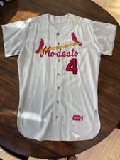original c 1967 MODESTO REDS california league GAME WORN FLANNEL BASEBALL JERSEY