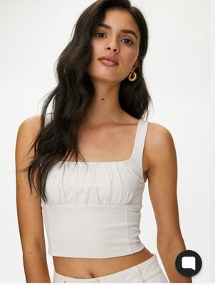 Aritzia Wilfred Free Orbit Tank White Gathered Bustier Square Neckline top Y2 XS