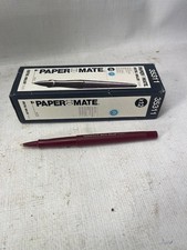 Papermate Pens Metal Roller Box Of 12 Burgundy In Colour Micro 35311