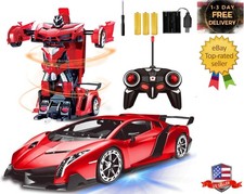 Remote Control Transform Robot Car Toy for Kids with Dazzling Light 360 Rotating