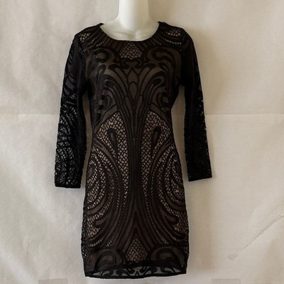 long lace dresses for wedding guest V-Neck Black Mother of the Bride Dress with Long Lace Sleeves-Bridelily main image 0