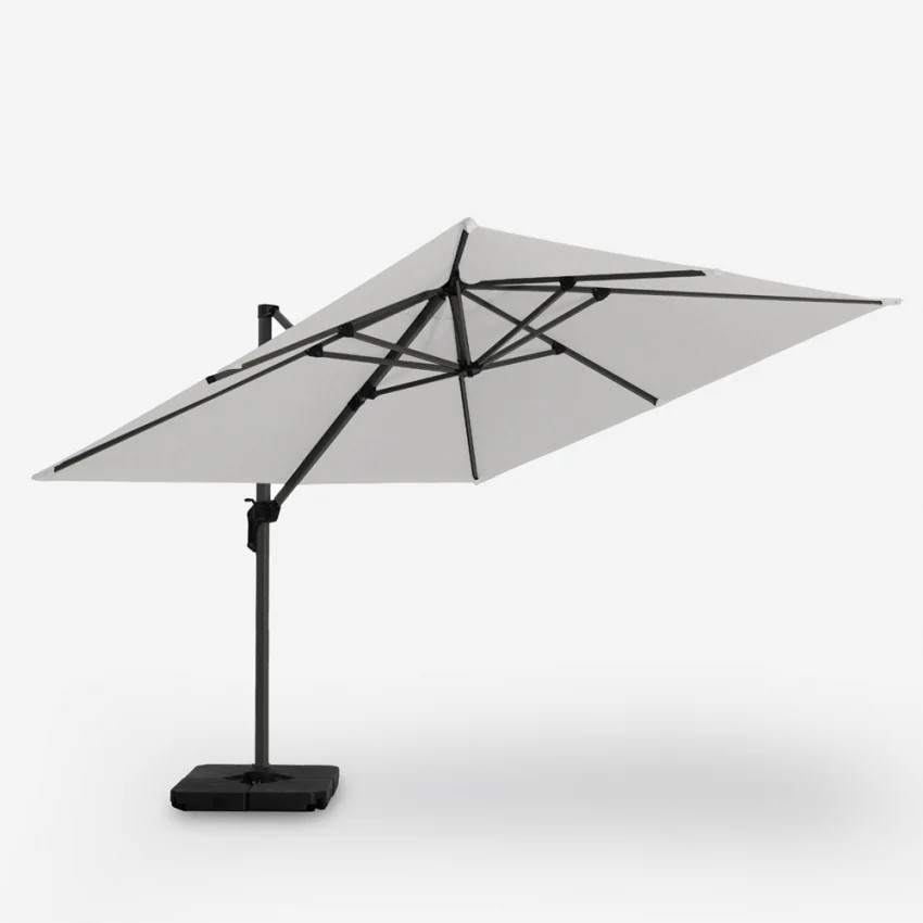 Parasol déporté 3x3 Waikiki Light pour abriter une table de 8 personnes