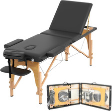Massage Table Massage Bed, Portable 3 Section Foldable Tattoo Bed, Height Adjust