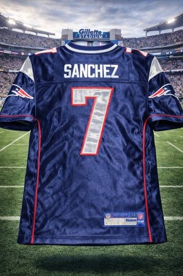 Reebok New England Patriots Sanchez #7 Jersey Mens 50 XL NFL Equipment Blue