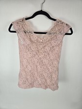 VTG Sheer Blush Pink Floral Lace Sleeveless Camisole Tank Top No Tags