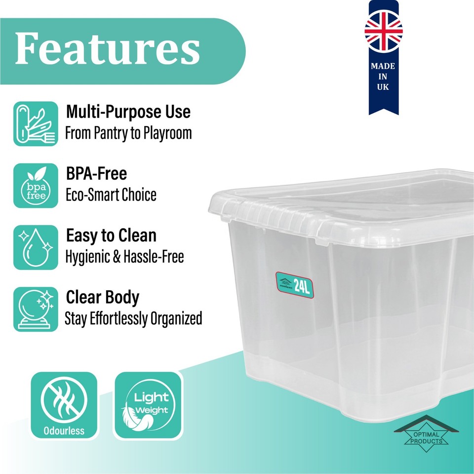 Strong Plastic Stackable Storage Box Boxes With Lid Clear Containers ...