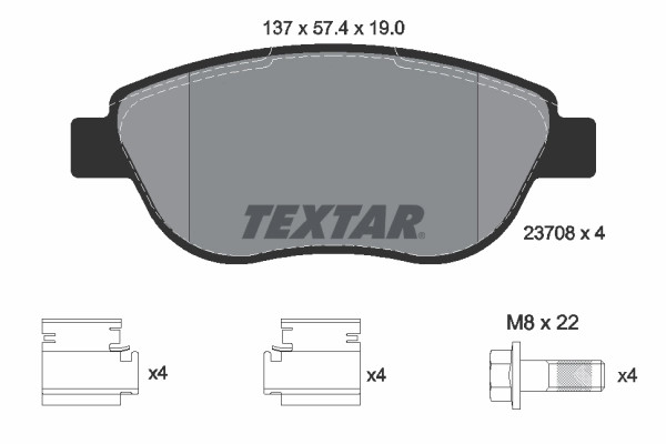 Kit plaquettes de frein Textar 2370803 qualité origine Citroën DS3