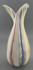 Vintage Murano Style Latticino Art Glass Bud Vase Twisted Multi Color Latice Rib