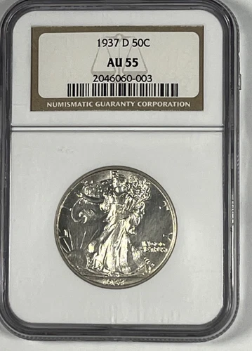 1937-D Walking Liberty Half Dollar : NGC AU55