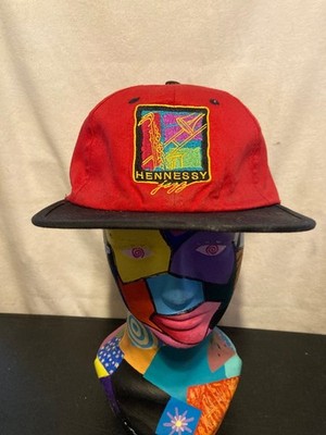 Vintage Hennessy Jazz Martini Reversible Red Black Embroidered Strapback Cap