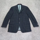 Etro Blazer Mens 44 Black Plaid Cashmere Wool Sport Coat Italy Windowpane Jacket