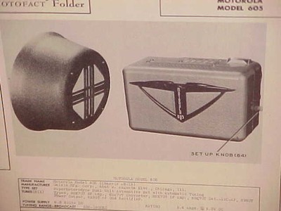 1946 MOTOROLA AUTO CAR AM RADIO SERVICE MANUAL MODEL 605 FORD CHEVROLET CHRYSLER