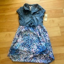 Guess floral denim dress girls size 14 NEW!!