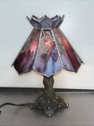 Vintage Tiffany Style Stained Glass Small Table Lamp Nightlight 9.5”