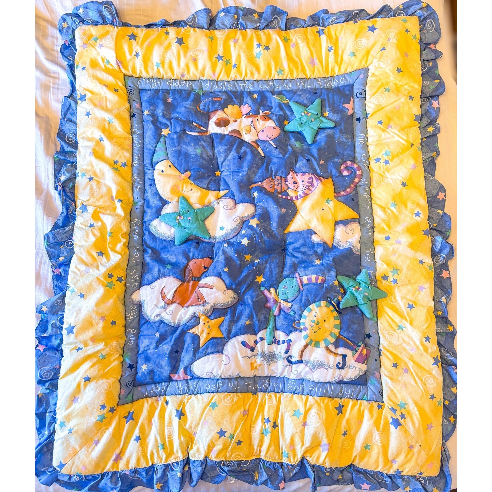 Vintage Kids Line “Hey Diddle Diddle” Nursery Quilt by Viv Eisner – Made in USA