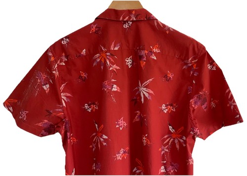 Ted Baker Mens Short Sleeve Floral Hawaiian Shirt Size 4 Large Red - Picture 9 of 22