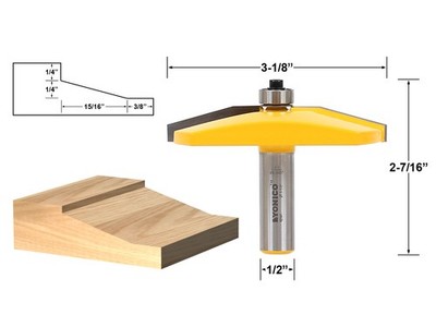 3-1/8'' Diameter Bevel Raised Panel Router Bit - 1/2'' Shank - Yonico 12141