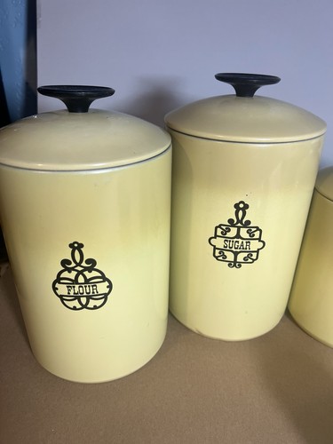 Set 6 pezzi bidoni vintage West Bend alluminio oro giallo con coperchi - Foto 2 di 11