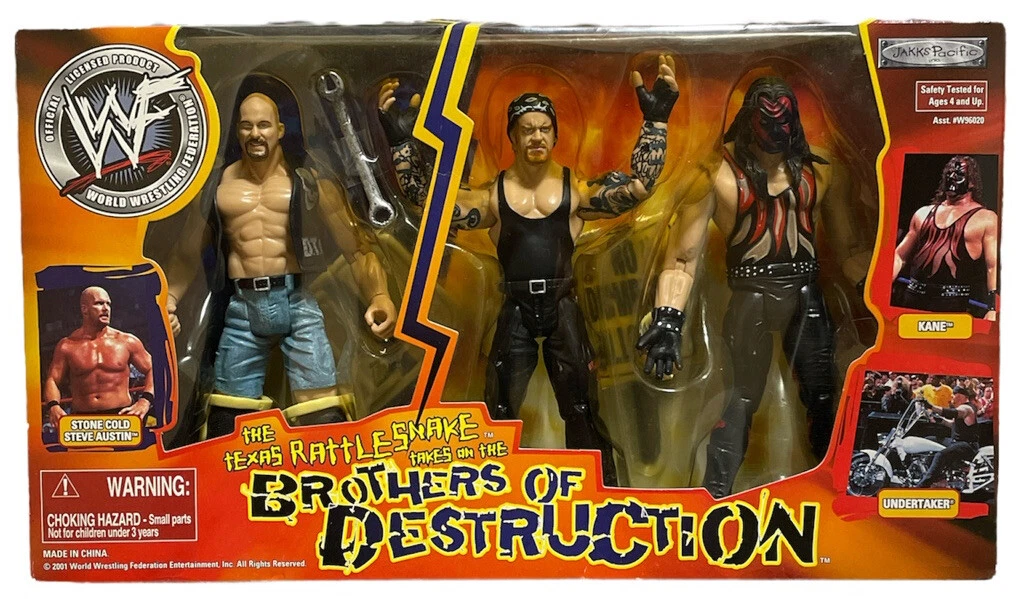 WWF STONE COLD KANE UNDERTAKER 3 PACK FIGURE JAKKS BROTHERS OF