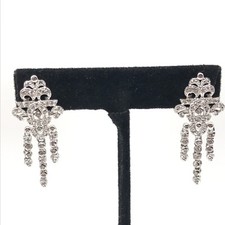 925 Sterling Silver Clear CZ Cubic Zirconia Fancy Dangle Post Earrings