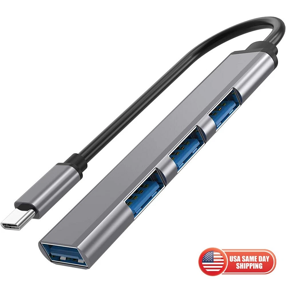 Type USB C to USB Hub Extensions 4 Port USB 3.0 Hub Expander PC MAC Mini Adapter