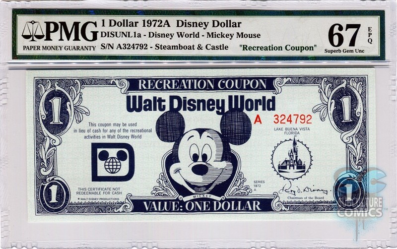 1972 Disney Dollar Recreation Coupon PMG 67 EPQ Superb Gem Uncirculated Prototyp