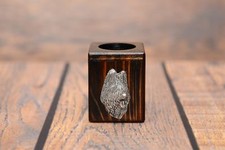 Briard type 2 - wooden candlestick with dog, high quality, Art Dog, type 1
