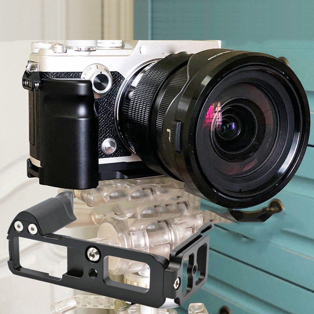 For Olympus PEN-F Camera Handle Grip Black/ Silver Metal Quick