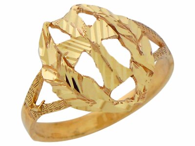 10k or 14k Yellow Gold Ladies Religious Pattee Cross and Olive Wreath Ring