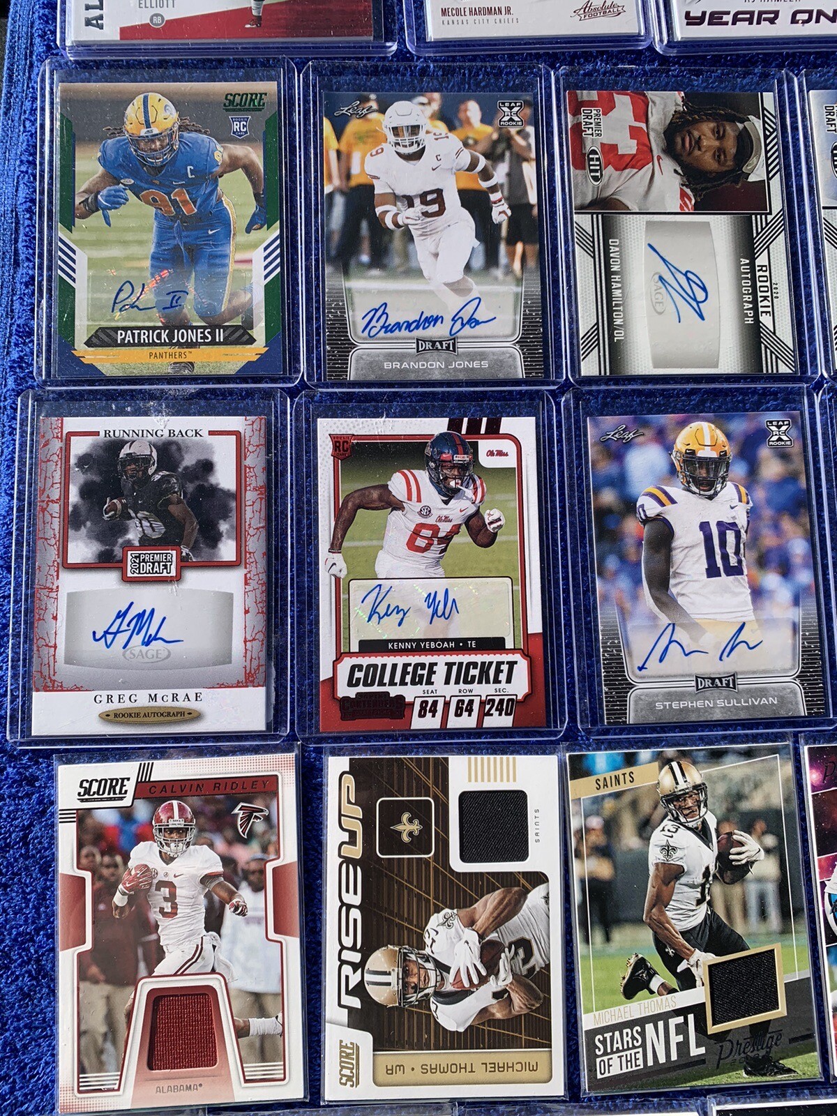 Football Card Lot Autos Patches Elliott, Ridley, Michael Thomas